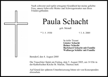 Anzeige von Paula Schacht von MGO
