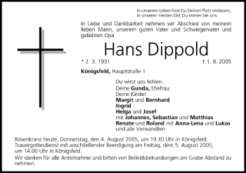 Anzeige von Hans Dippold von MGO
