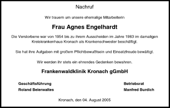 Anzeige von Agnes Engelhardt von MGO