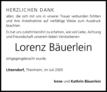 Anzeige von Lorenz Bäuerlein von MGO