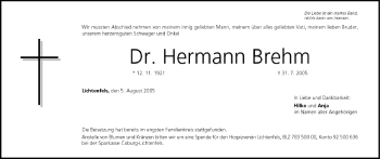 Anzeige von Hermann Brehm von MGO