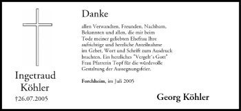 Anzeige von Ingetraud Köhler von MGO