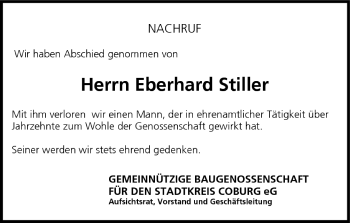 Anzeige von Eberhard Stiller von MGO