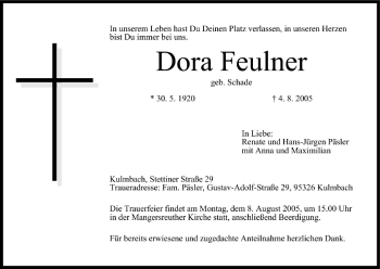 Anzeige von Dora Feulner von MGO