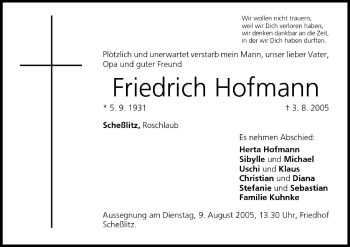 Anzeige von Friedrich Hofmann von MGO