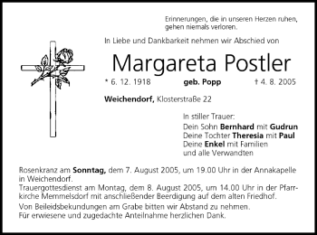 Anzeige von Margareta Postler von MGO