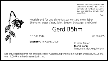 Anzeige von Gerd Böhm von MGO