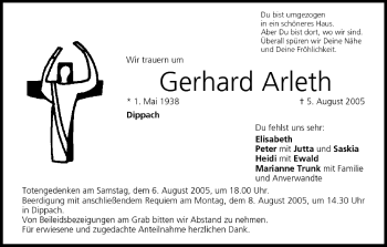 Anzeige von Gerhard Arleth von MGO