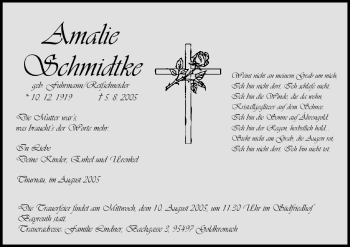 Anzeige von Amalie Schmidtke von MGO