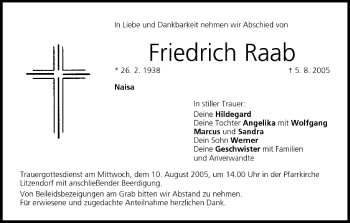 Anzeige von Friedrich Raab von MGO