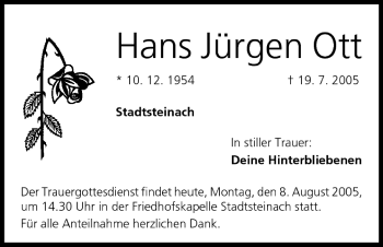 Anzeige von Hans Jürgen Ott von MGO