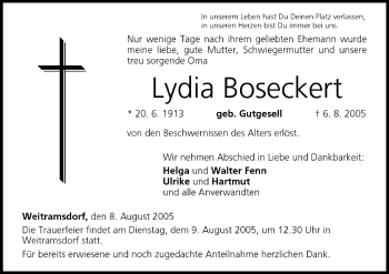 Anzeige von Lydia Boseckert von MGO