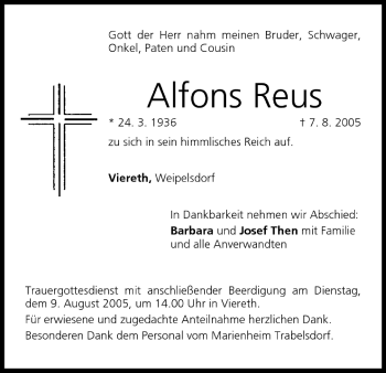 Anzeige von Alfons Reus von MGO