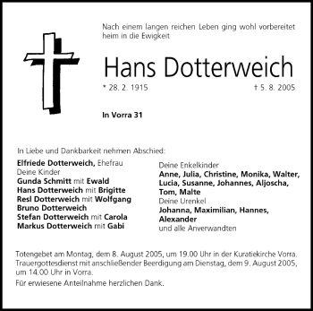 Anzeige von Hans Dotterweich von MGO