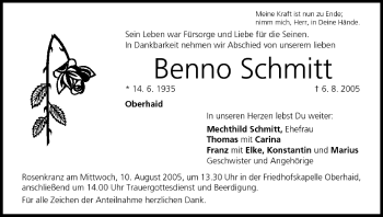 Anzeige von Benno Schmitt von MGO