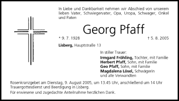 Anzeige von Georg Pfaff von MGO