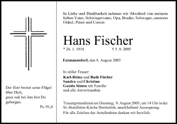 Anzeige von Hans Fischer von MGO