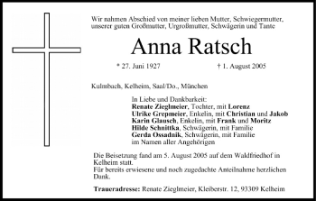 Anzeige von Anna Ratsch von MGO