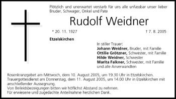 Anzeige von Rudolf Weidner von MGO