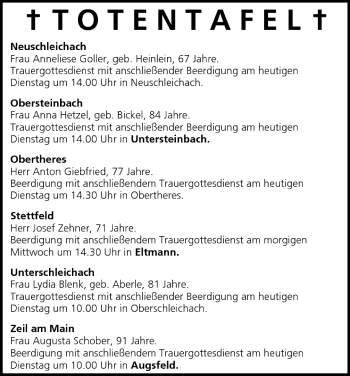 Anzeige von Totentafel vom 09.08.2005 von MGO