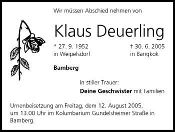Anzeige von Klaus Deuerling von MGO