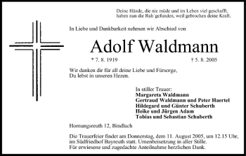 Anzeige von Adolf Waldmann von MGO