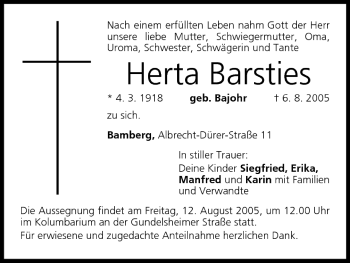 Anzeige von Herta Barsties von MGO