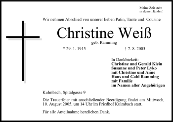 Anzeige von Christine Weiß von MGO
