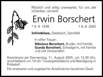 Anzeige von Erwin Borschert von MGO