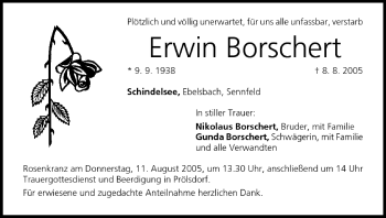 Anzeige von Erwin Borschert von MGO