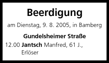 Anzeige von Beerdigungen vom 09.08.2005 von MGO