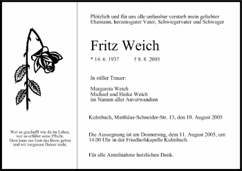 Anzeige von Fritz Weich von MGO