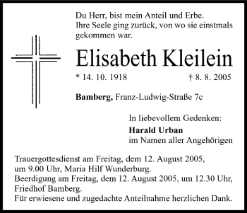 Anzeige von Elisabeth Kleilein von MGO