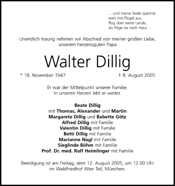 Anzeige von Walter Dillig von MGO