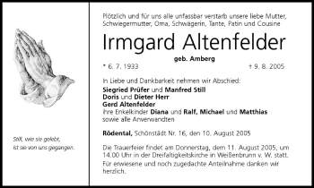 Anzeige von Irmgard Altenfelder von MGO