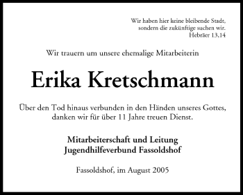 Anzeige von Erika Kretschmann von MGO