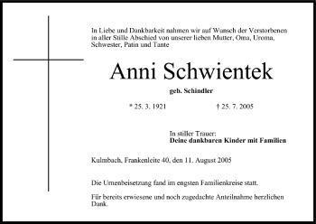 Anzeige von Anni Schwientek von MGO