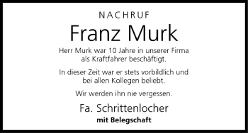 Anzeige von Franz Murk von MGO