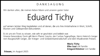 Anzeige von Eduard Tichy von MGO