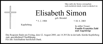 Anzeige von Elisabeth Simon von MGO