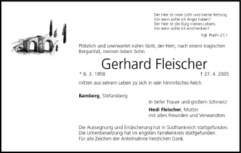 Anzeige von Gerhard Fleischer von MGO