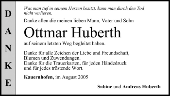 Anzeige von Ottmar Huberth von MGO