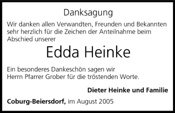 Anzeige von Edda Heinke von MGO