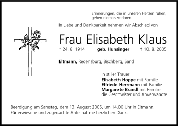 Anzeige von Elisabeth Klaus von MGO
