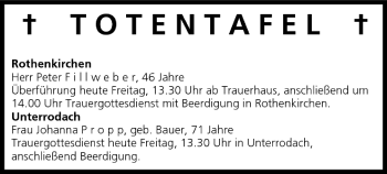 Anzeige von Totentafel vom 12.08.2005 von MGO