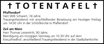 Anzeige von Totentafel vom 12.08.2005 von MGO