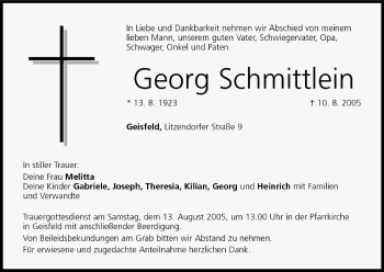 Anzeige von Georg Schmittlein von MGO