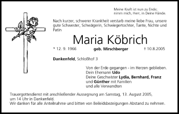 Anzeige von Maria Köbrich von MGO