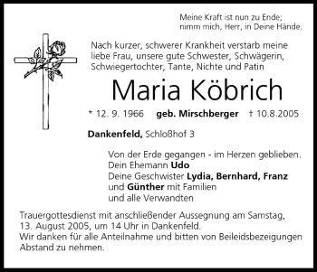 Anzeige von Maria Köbrich von MGO