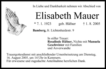 Anzeige von Elisabeth Mauer von MGO